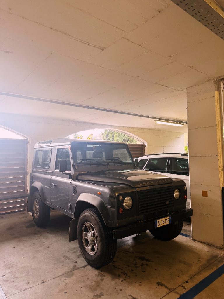 Land Rover Defender parked in Andorra mountains